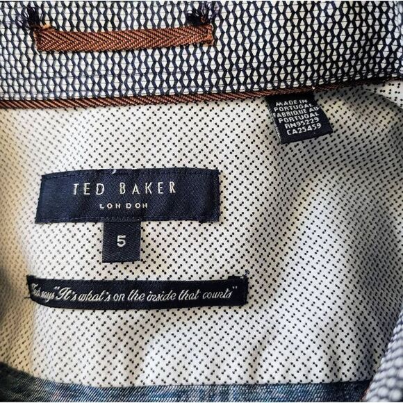 Ted Baker London Men's blue button up palm pattern blue shirt 5 (XL) - Picture 6 of 7